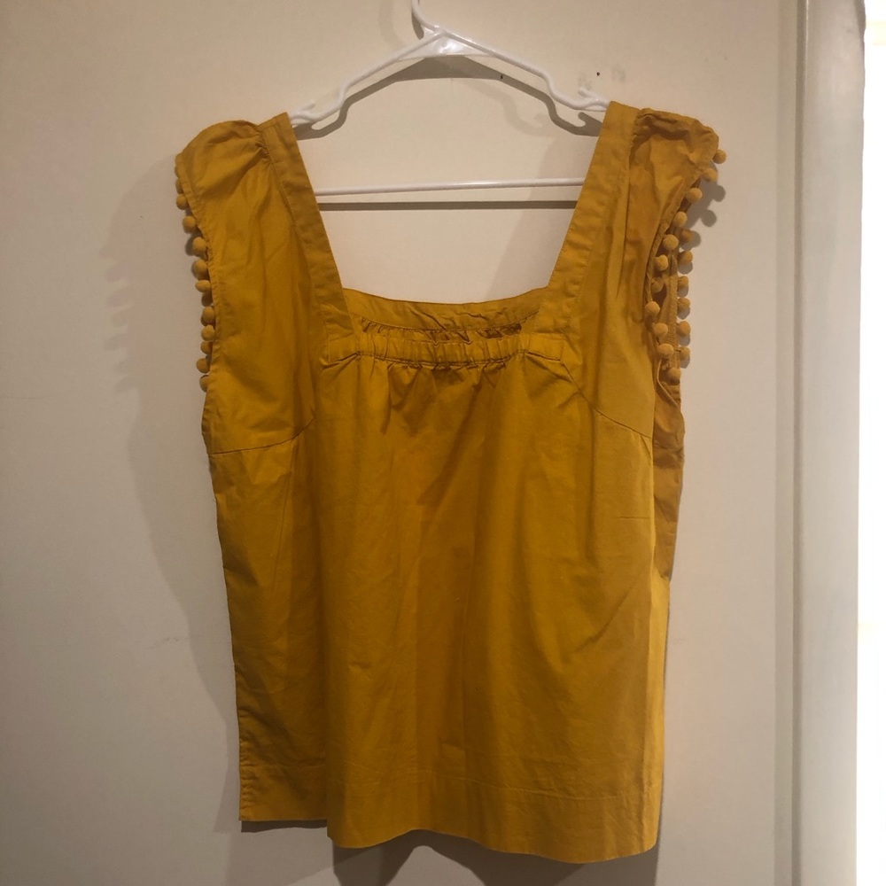NWT J crew Yellow Pom Pom loose fit shirt sz 14